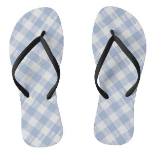 Light Blue Gingham Pattern Classic Chequered Print Jandals