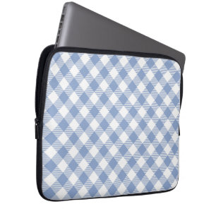 Light Blue Gingham Pattern Classic Chequered Print Laptop Sleeve
