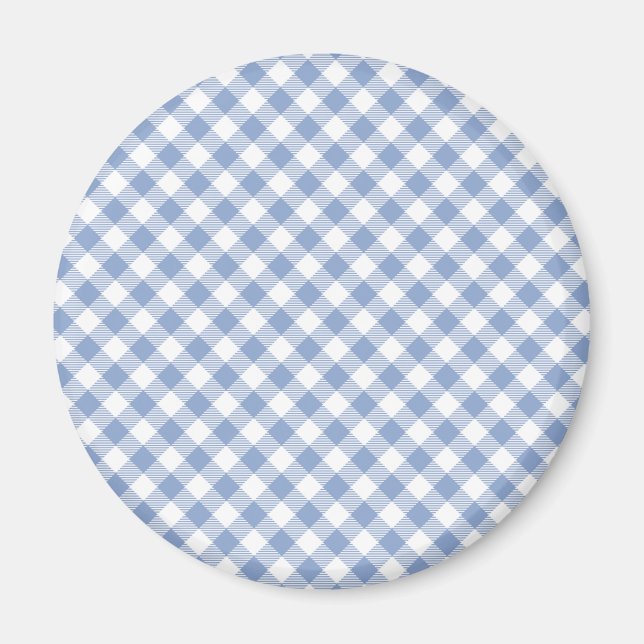 Light Blue Gingham Pattern Classic Chequered Print Magnet (Front)