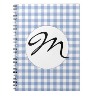 Light Blue Gingham Pattern Classic Chequered Print Notebook