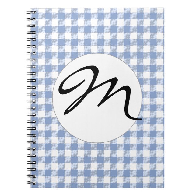 Light Blue Gingham Pattern Classic Chequered Print Notebook (Front)