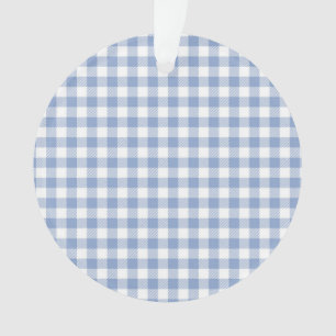 Light Blue Gingham Pattern Classic Chequered Print Ornament