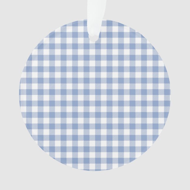 Light Blue Gingham Pattern Classic Chequered Print Ornament (Front)