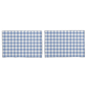 Light Blue Gingham Pattern Classic Chequered Print Pillowcase