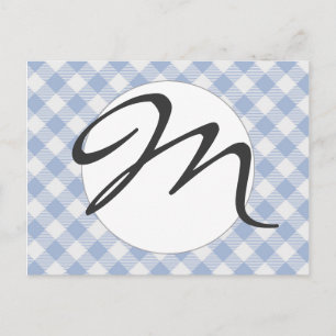 Light Blue Gingham Pattern Classic Chequered Print Postcard