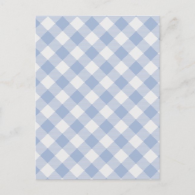 Light Blue Gingham Pattern Classic Chequered Print Postcard (Front)