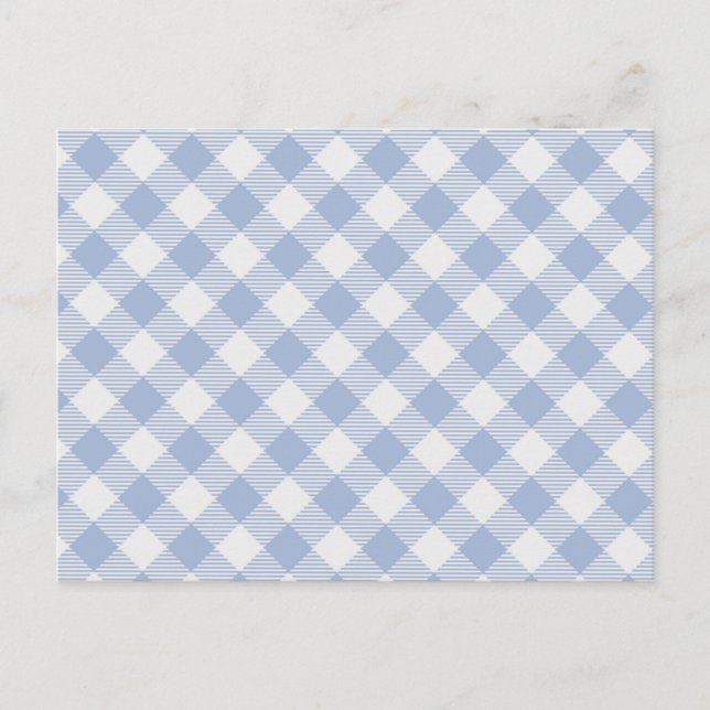 Light Blue Gingham Pattern Classic Chequered Print Postcard (Front)