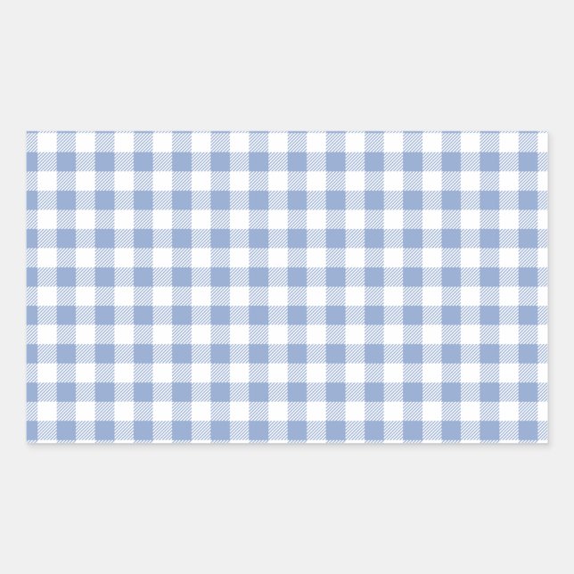 Light Blue Gingham Pattern Classic Chequered Print Rectangular Sticker (Front)