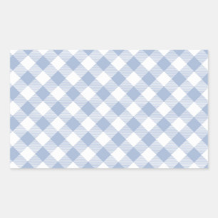 Light Blue Gingham Pattern Classic Chequered Print Rectangular Sticker