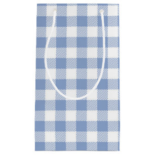 Light Blue Gingham Pattern Classic Chequered Print Small Gift Bag