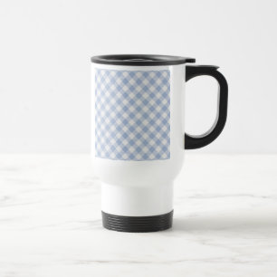 Light Blue Gingham Pattern Classic Chequered Print Travel Mug