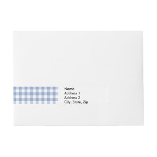Light Blue Gingham Pattern Classic Chequered Print Wraparound Address Label