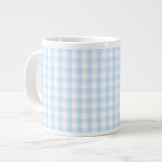 Light blue gingham pattern large coffee mug