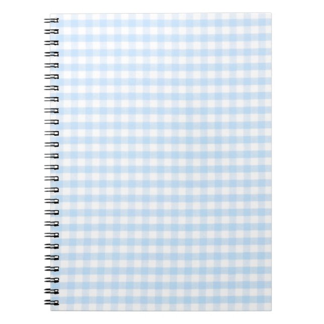 Light blue gingham pattern spiral notebook (Front)