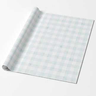 Light Blue Gingham Watercolor Wrapping Paper