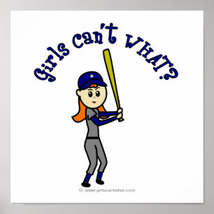 Light Blue Girls Softball Poster