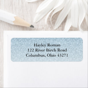 Light Blue Glam Glitter Custom Return Address