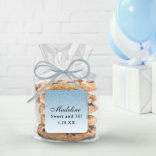 Light Blue Glam Glitter Personalised Square Sticker