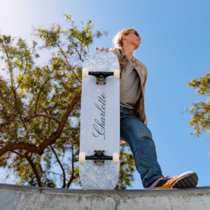 Light blue glitter name elegant girl skateboard