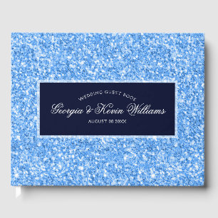 Light Blue Glitter Pattern & Dark Blue Guest Book