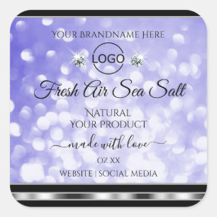 Light Blue Glitter Product Labels Diamonds Logo