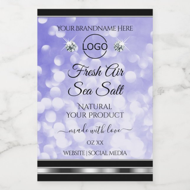 Light Blue Glitter Product Labels Diamonds Logo (Single Label)