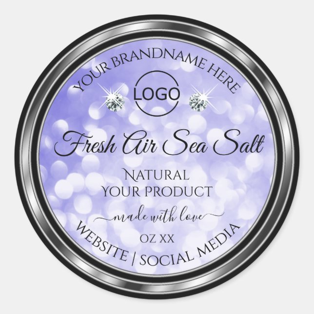 Light Blue Glitter Product Labels Diamonds Logo (Front)