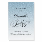 Light Blue Glitter Sweet 16 Personalised Welcome