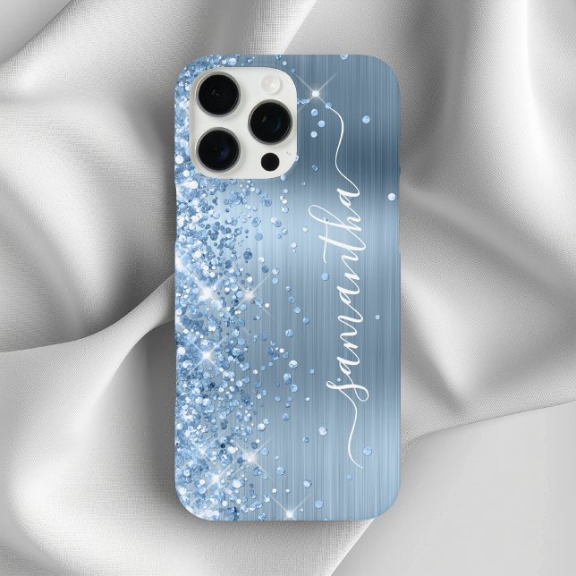 Light Blue Glittery Glam Girly Signature Case-Mate iPhone Case (Light Blue Glittery Glam Girly Signature Case-Mate iPhone Case)