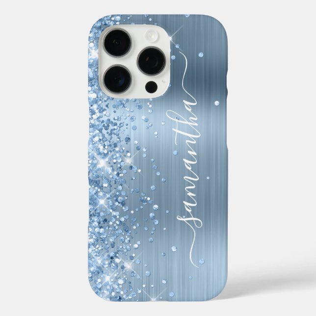 Light Blue Glittery Glam Girly Signature Case-Mate iPhone Case (Back)