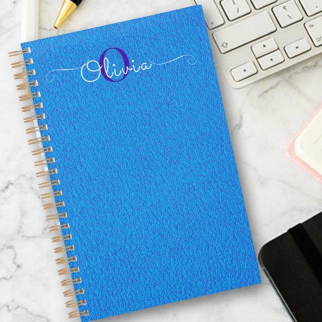 Light Blue Goatskin Typography Monogram Planner (Creator Uploaded)