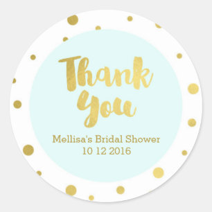 Light Blue Gold Bridal Shower Thank You Favour Tag