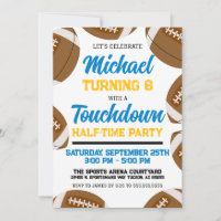 Light Blue Gold Football Halftime Birthday Party