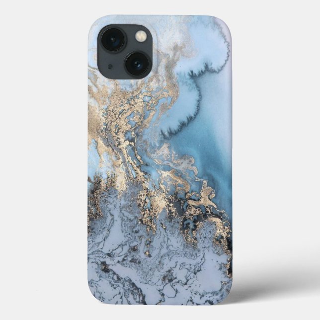 Light Blue & Gold Marble iPhone 6/6s Case (Back)