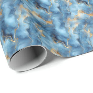 Light Blue & Gold Marble Wrapping Paper