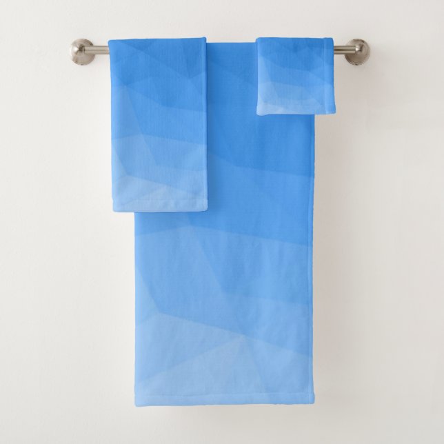 Light blue gradient geometric mesh bright pattern bath towel set (Insitu)