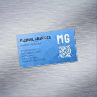 Light blue gradient geometric mesh pattern QR code