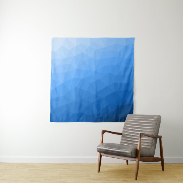 Light blue gradient geometric mesh pattern tapestry (In Situ)