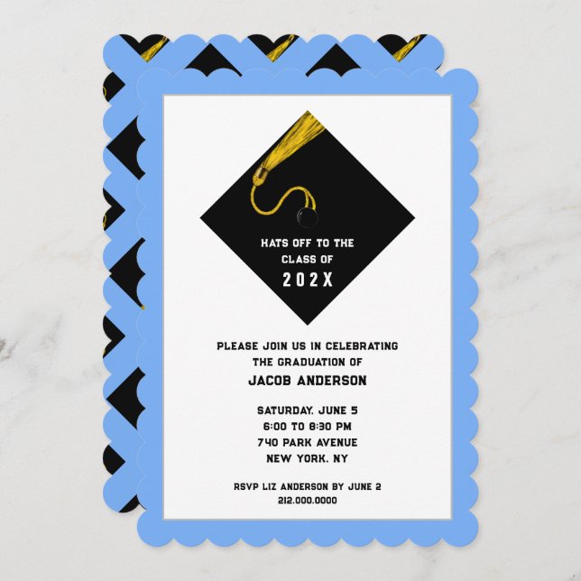 Light Blue Graduation Party Invitations (Front/Back)