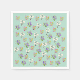 Light blue-green floral bouquets paper napkins