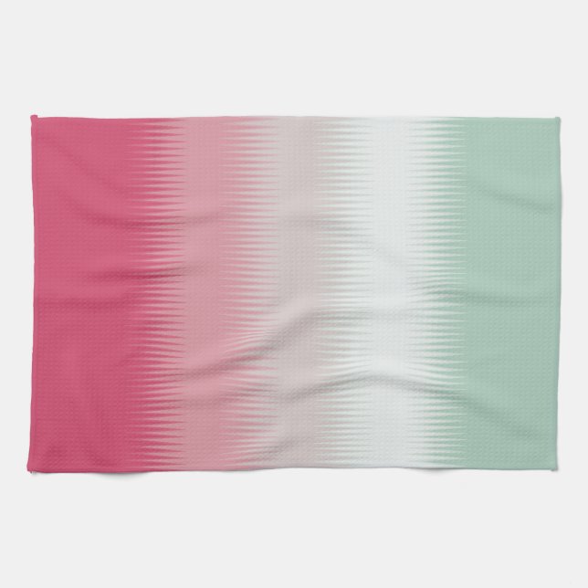 Light Blue Green Grey Grey Maroon Red Tea Towel (Horizontal)