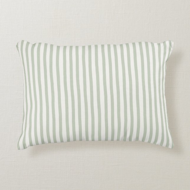 Light Blue Green White Stripes Decorative Cushion (Front)
