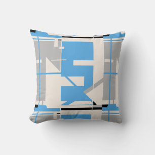Light Blue Grey Black Beige Geometric Abstract Cushion
