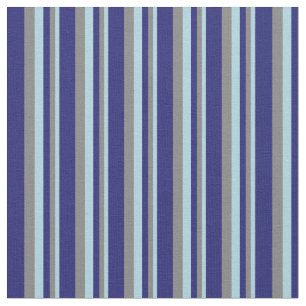 Light Blue, Grey & Midnight Blue Coloured Lines Fabric