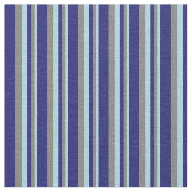 Light Blue, Grey & Midnight Blue Coloured Lines Fabric (Close Up)