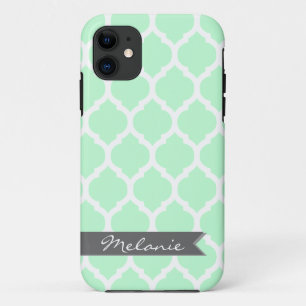 Light Blue Grey Moroccan Lattice & Banner Case-Mate iPhone Case