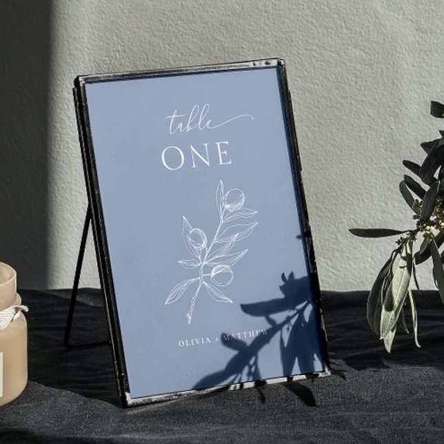 Light Blue Grey Olive Wedding | Delicate Nautical Table Number (Creator Uploaded)