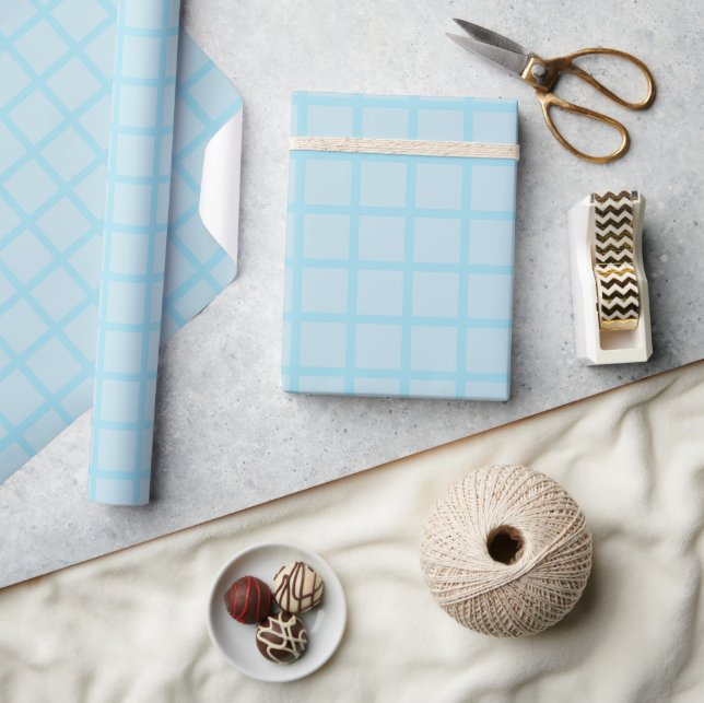 Light Blue Grid Wrapping Paper  (Crafts)
