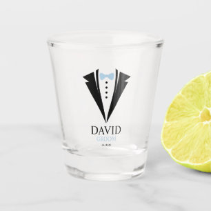 Light Blue "Groom" Tuxedo Wedding Party Shot Glass