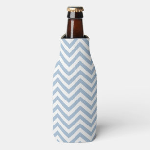 Light Blue Grunge Textured Chevron Bottle Cooler